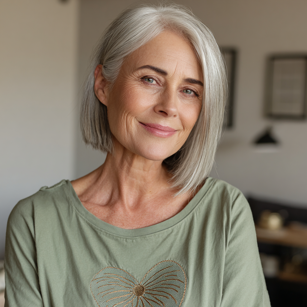 Elegant Soft Grey Bob with Subtle Textured Layers
