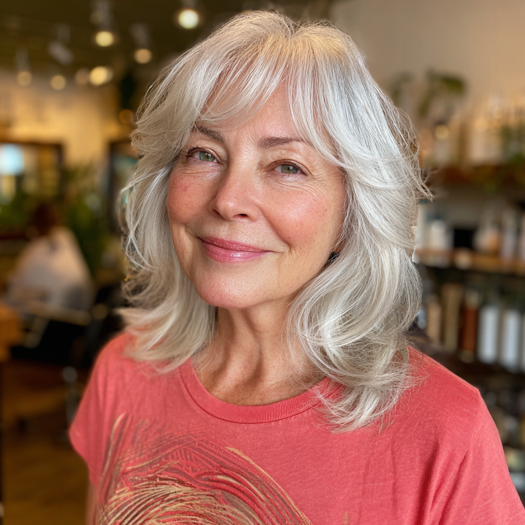 Soft Layered Silver Cut with Face-Framing Bangs