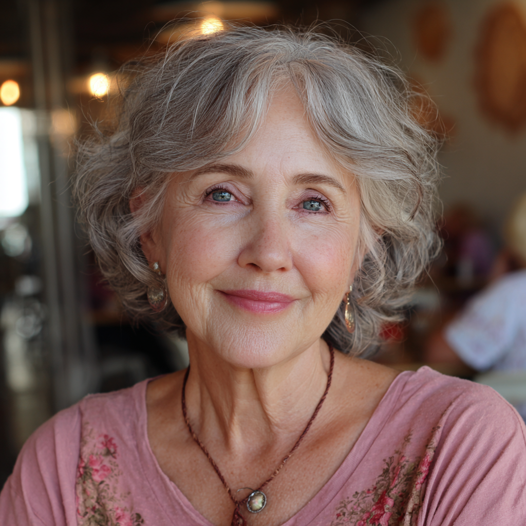 Softly Layered Silver Bob with Gentle Curls