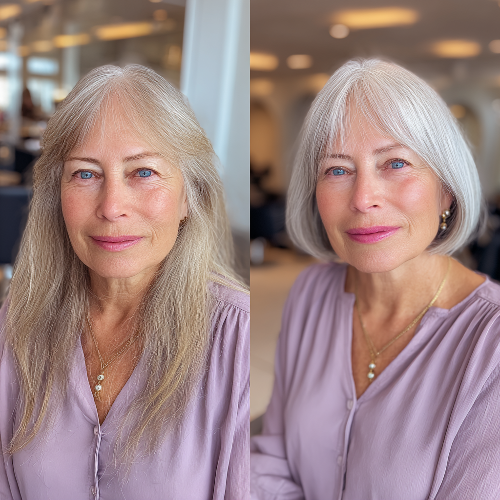 Stylish Graduated Grey Bob with Soft Ends