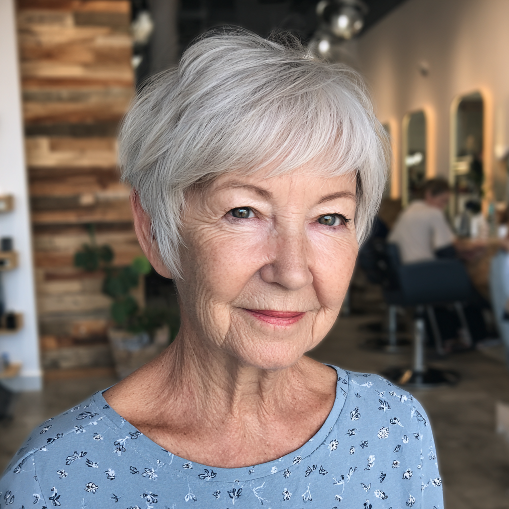 Stylish Textured Silver Pixie with Soft Layers