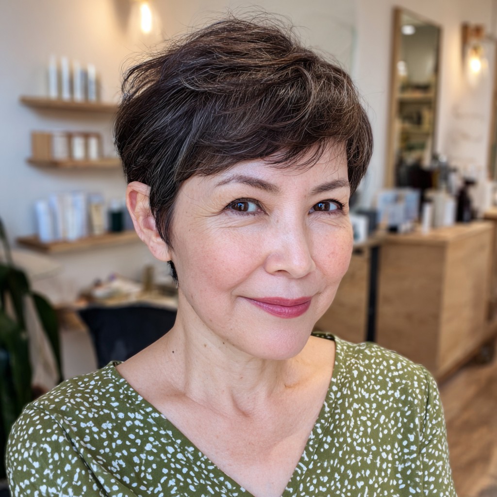 Textured Side-Swept Pixie with Subtle Layers