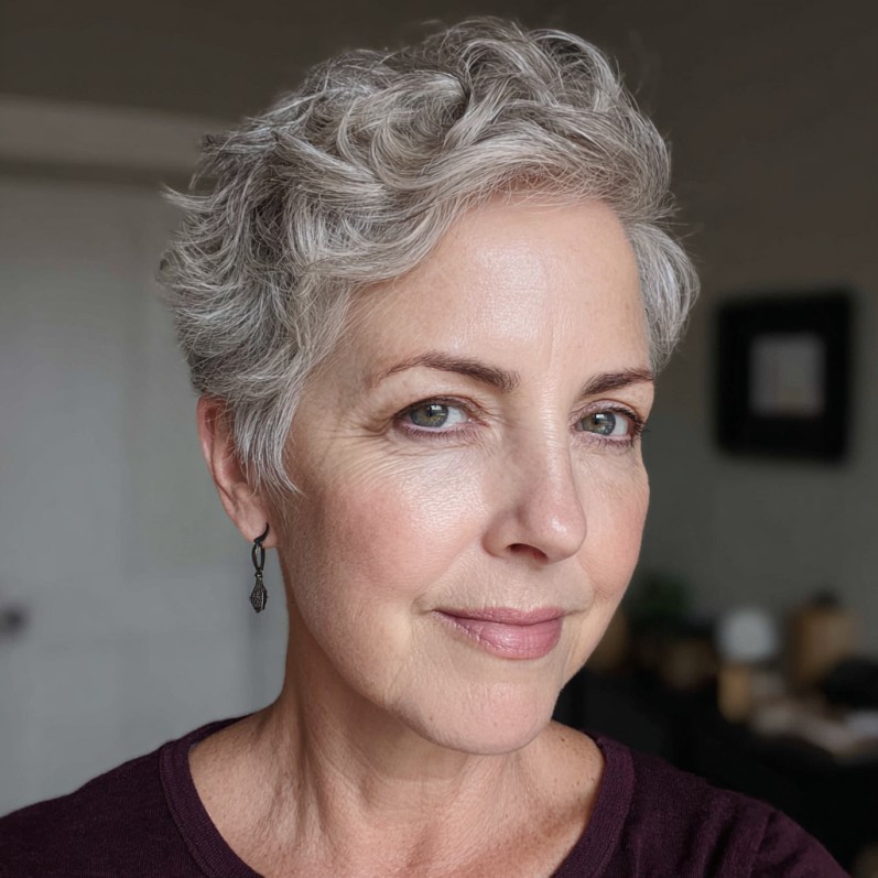 Charming Textured Micro Pixie with Curly Layers