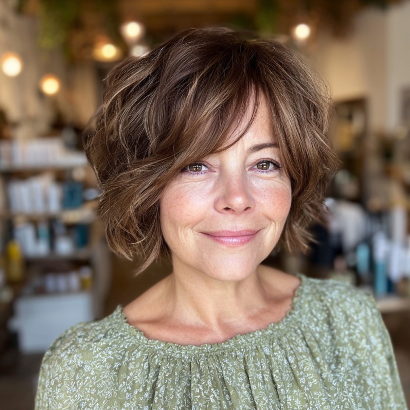 Chic Layered Bob with Textured Waves