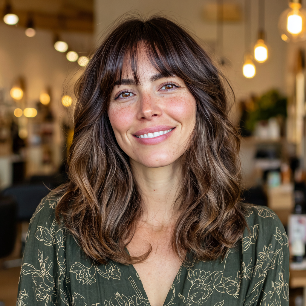 Chic Layered Cut with Soft Curtain Bangs