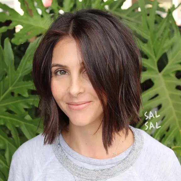 Chic Textured Asymmetrical Bob with Subtle Movement
