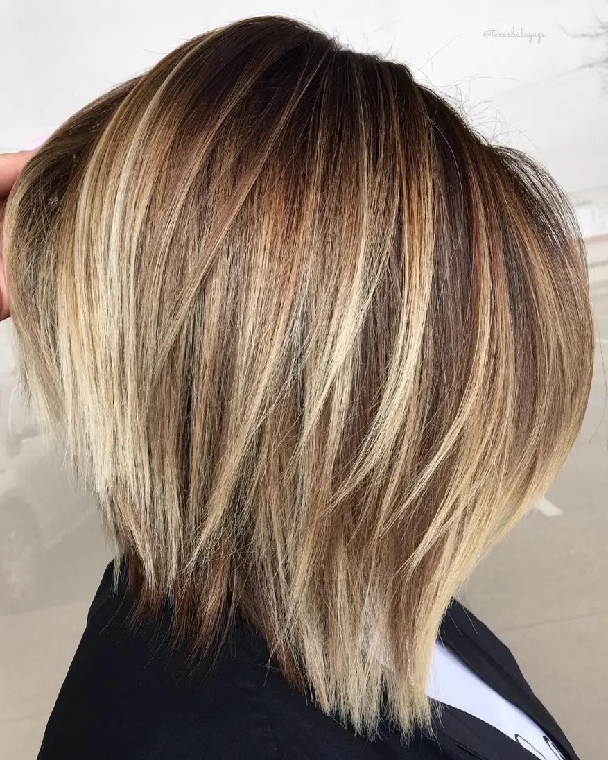 Dynamic Layered Bob with Sun-Kissed Highlights