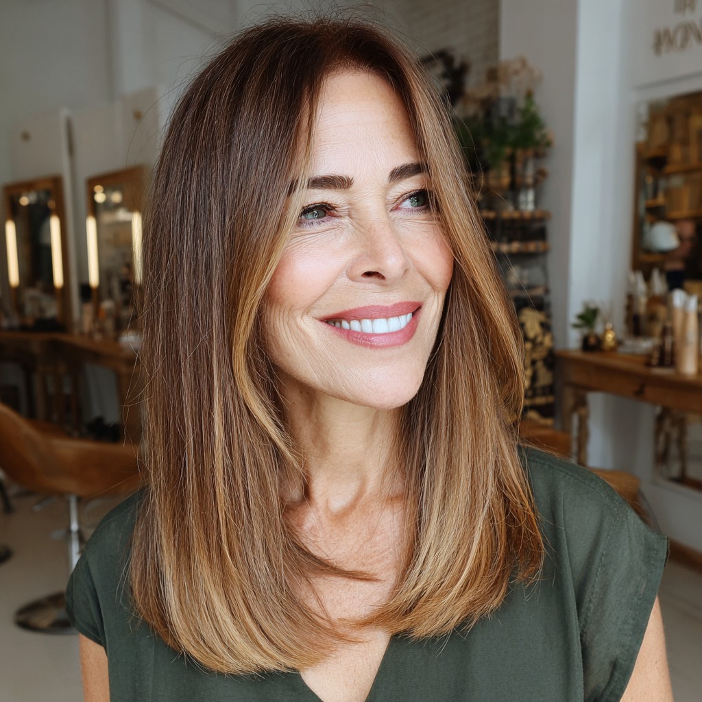 Elegant Long Layered Cut with Subtle Balayage