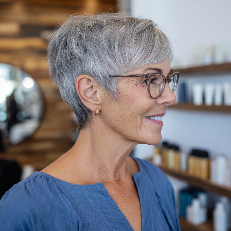Elegant Silver Micro Pixie with Soft Texture