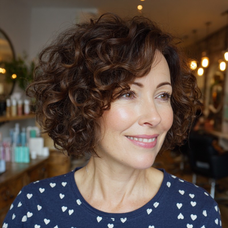 Modern Curly Bob with Defined Curls