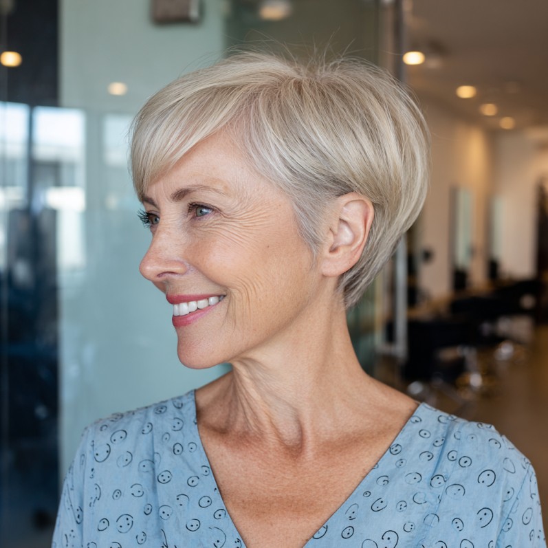Sleek Textured Pixie Cut with Wispy Bangs
