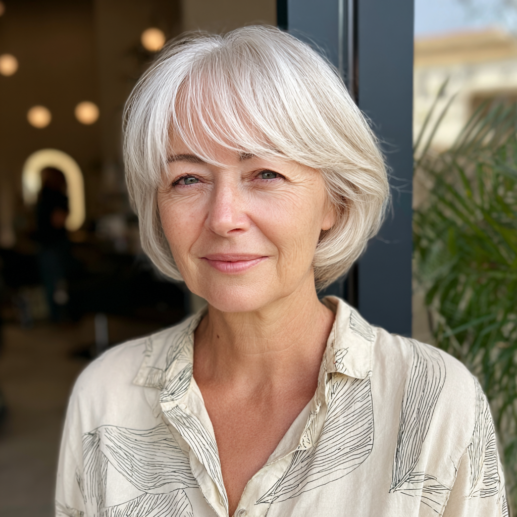 Softly Textured Silver Bob with Subtle Layers