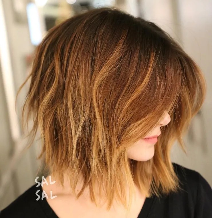 textured choppy bob with subtle highlights