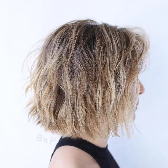 Textured Layered Bob with Effortless Waves
