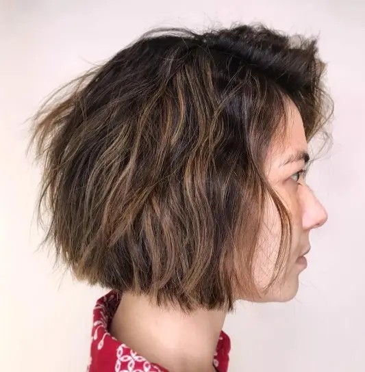 Textured Layered Bob with Playful Waves