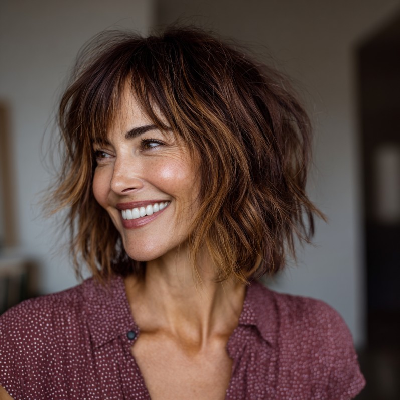 Textured Medium-Length Shag with Face-Framing Layers
