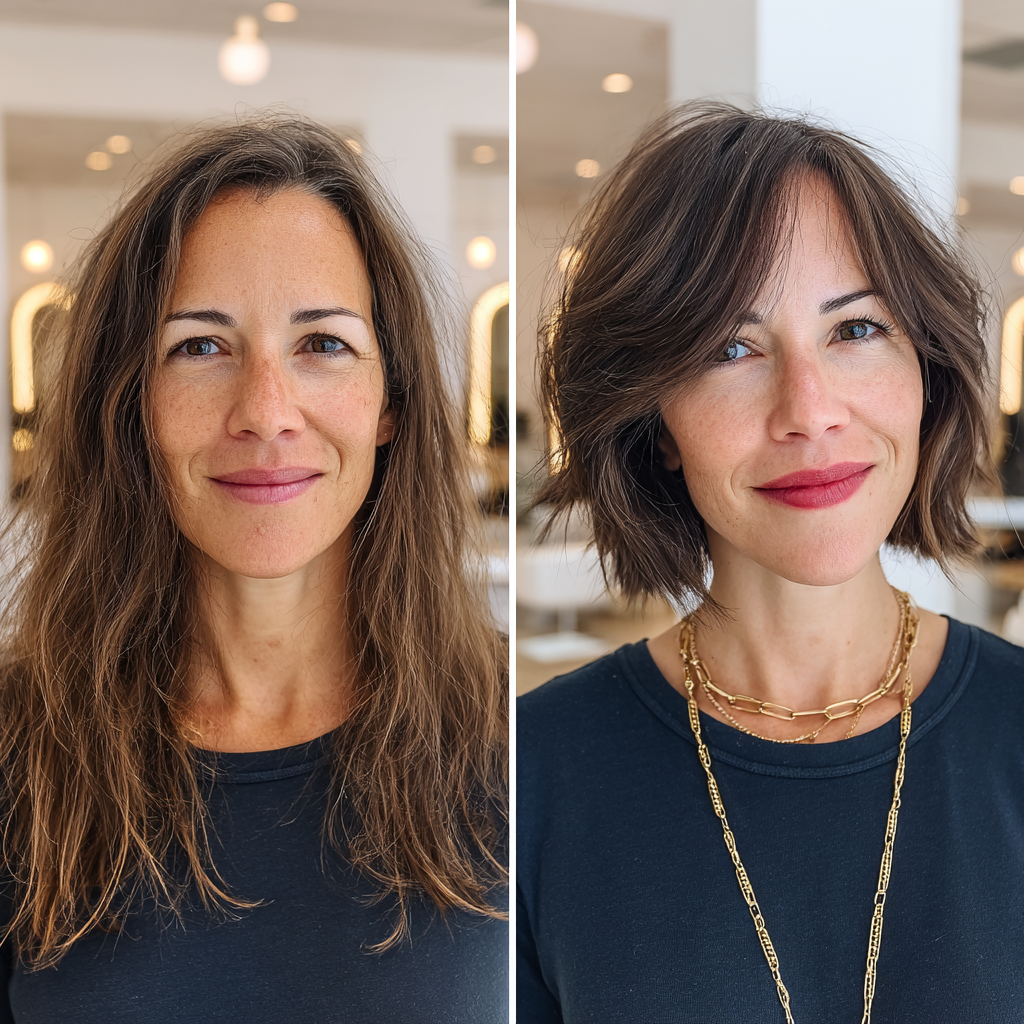 Textured Mid-Length Shaggy Cut with Soft Waves