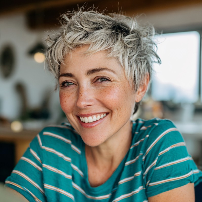 Textured Short Crop with Playful Waves