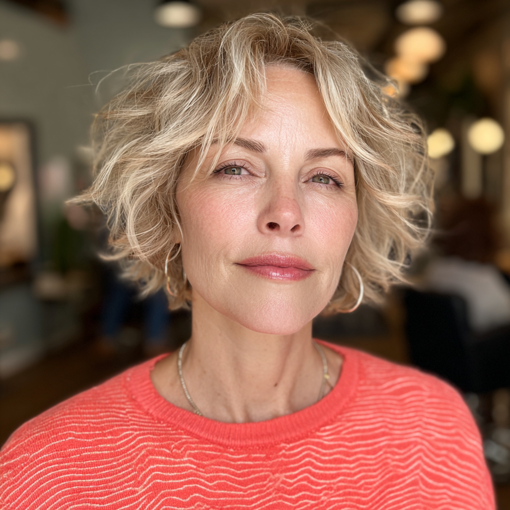 Textured Short Curly Cut with Lively Volume
