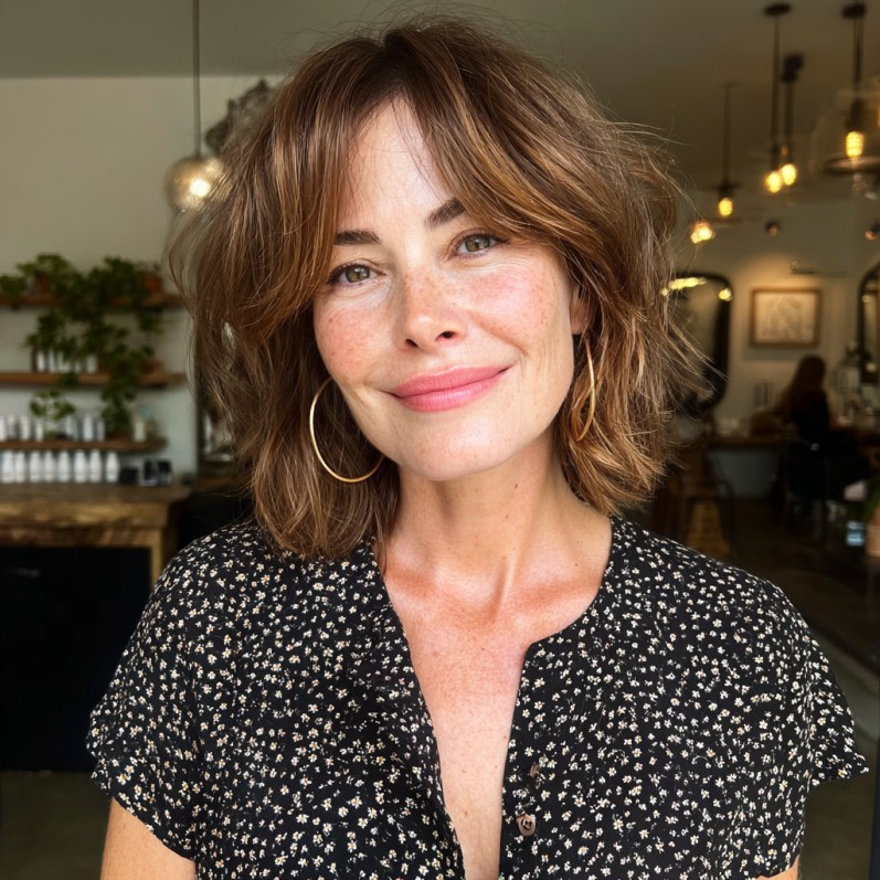 Textured Shoulder-Length Cut with Soft Waves