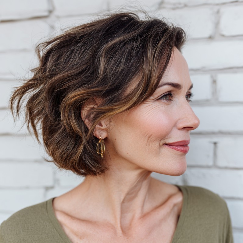 Trendy Textured Bob with Subtle Highlights