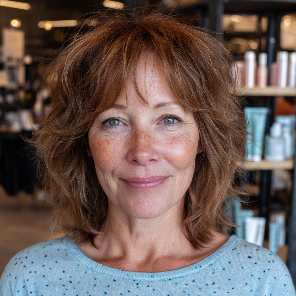 Textured Lob with Soft Long Bangs