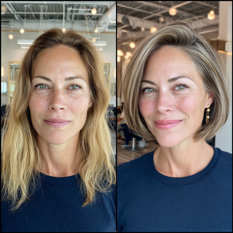 42302 chic textured bob with subtle highlights