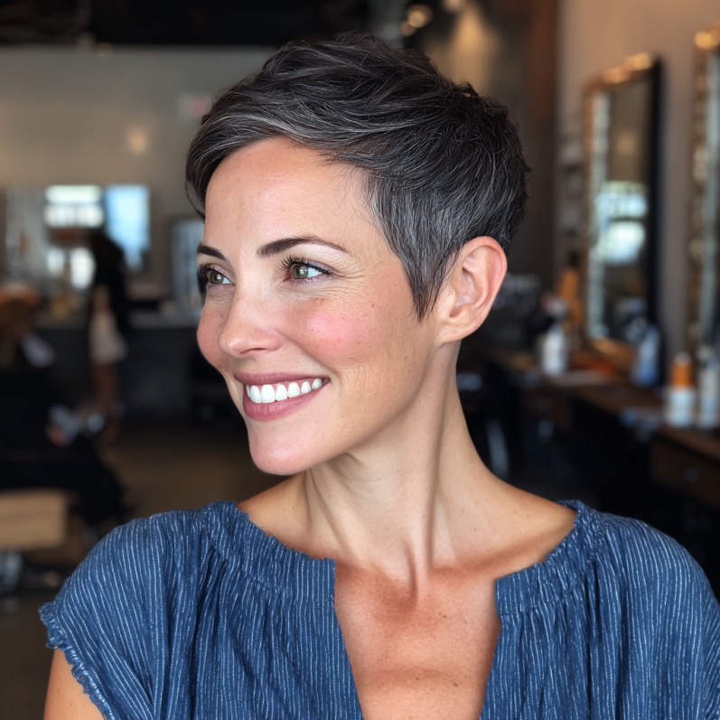 Chic Textured Pixie Cut with Subtle Highlights