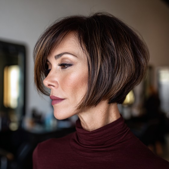 Chic Blunt Bob with Subtle Highlights
