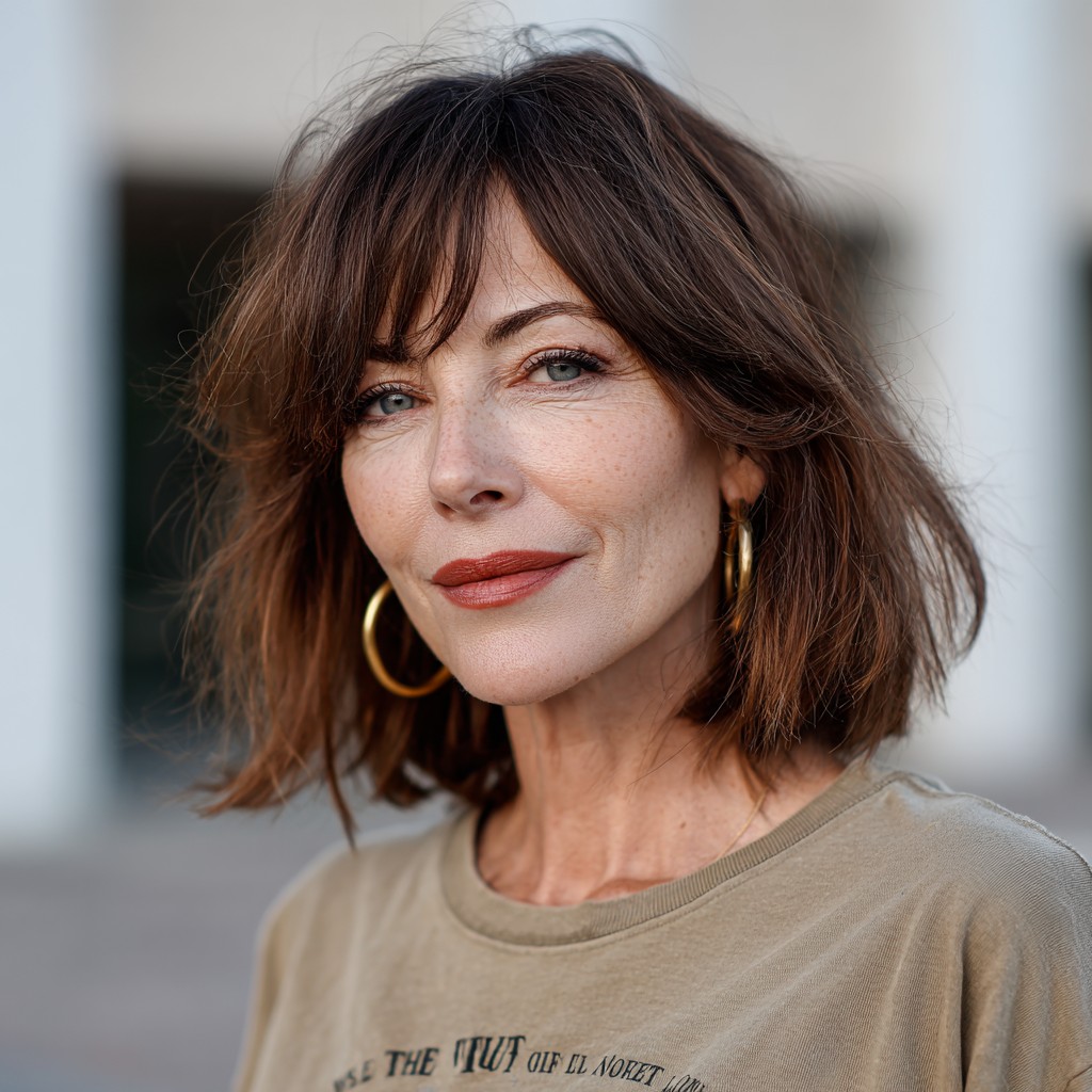 Chic Layered Lob with Effortless Bangs