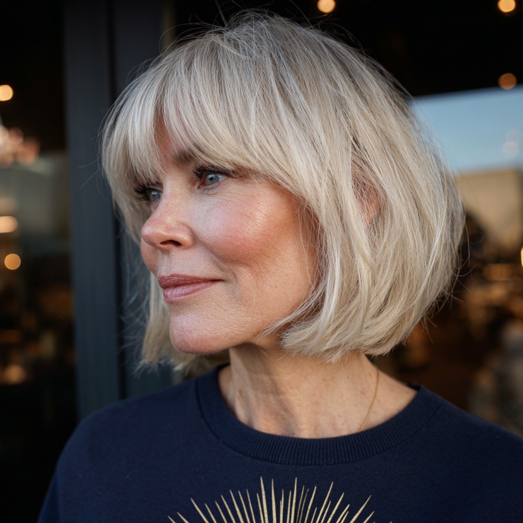 Chic Layered Lob with Soft Bangs