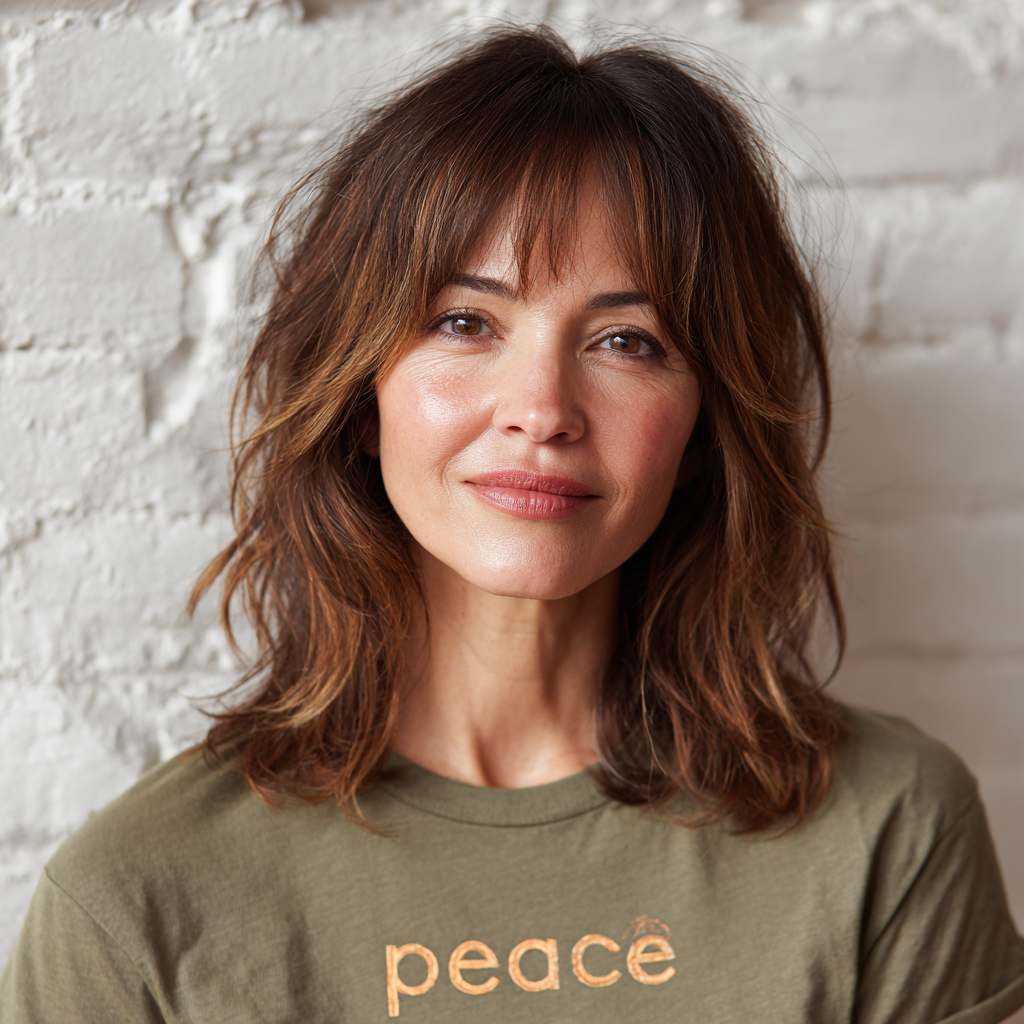 Chic Layered Shag with Face-Framing Bangs