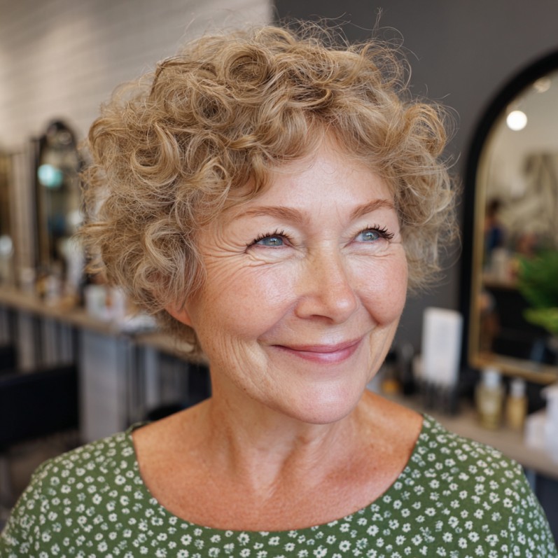 Chic Light Blonde Curly Bob with Soft Layers