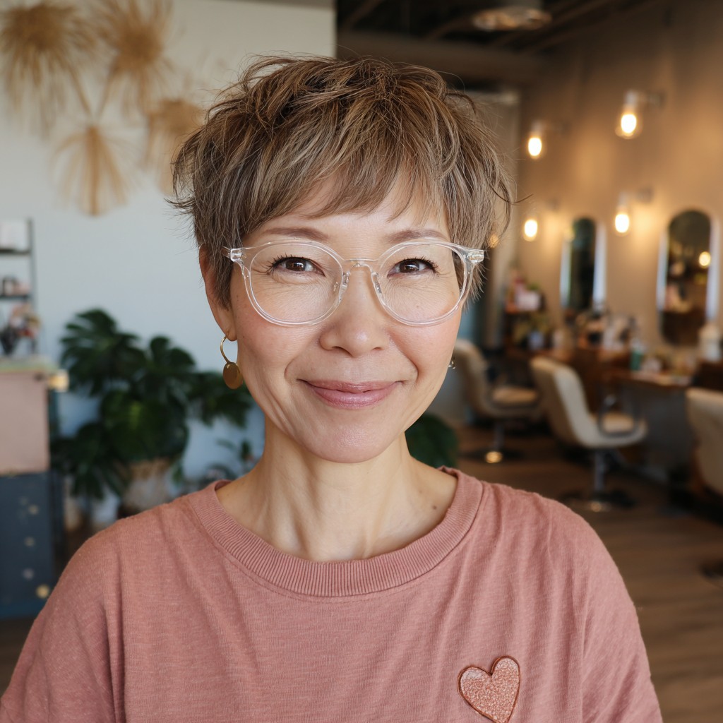 Chic Light Brown Textured Pixie with Subtle Layers