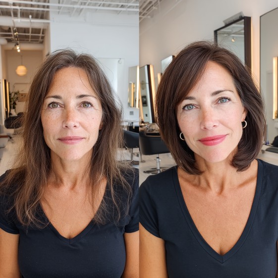 chic shoulder length blunt cut with soft layers