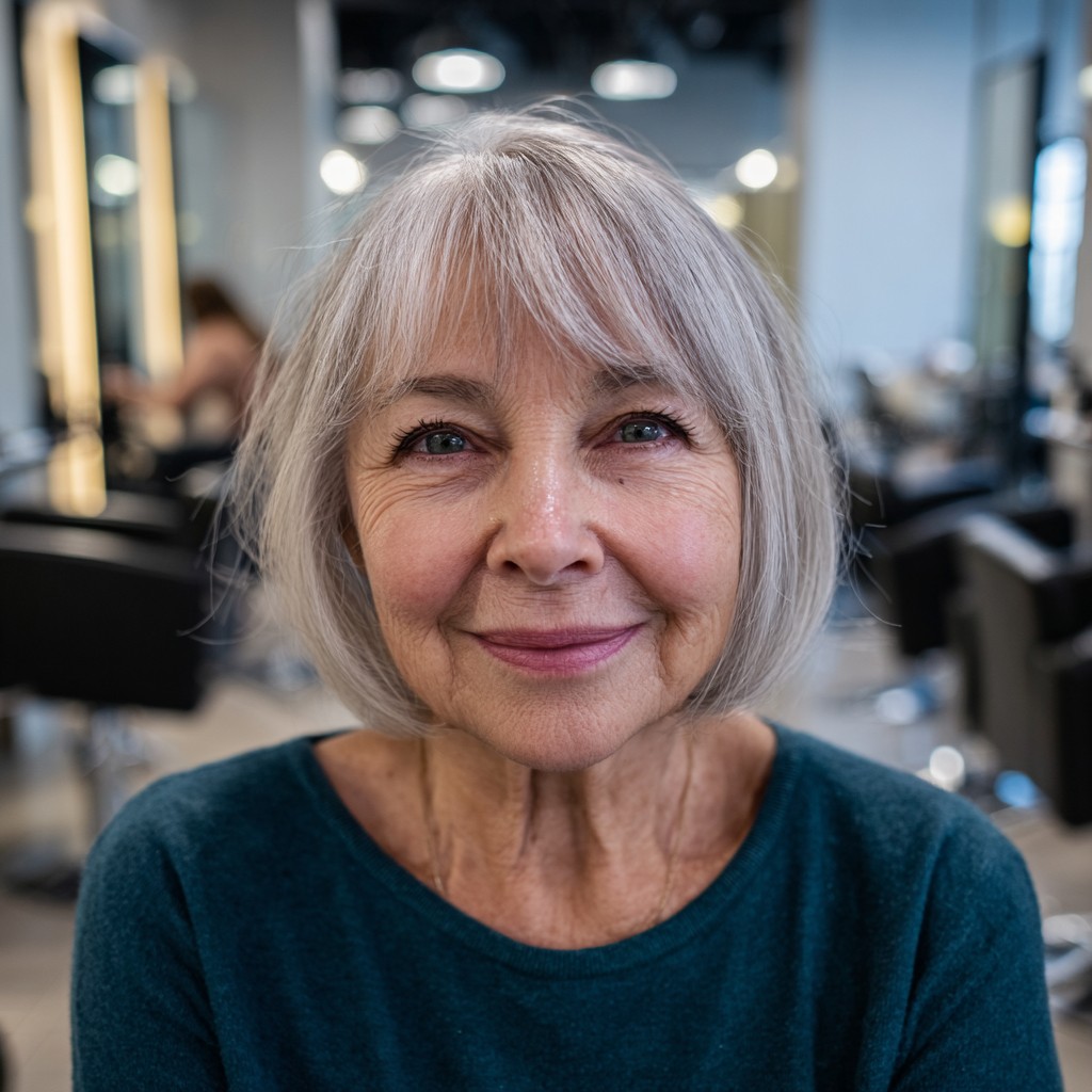 Chic Silver Bob with Subtle Texture