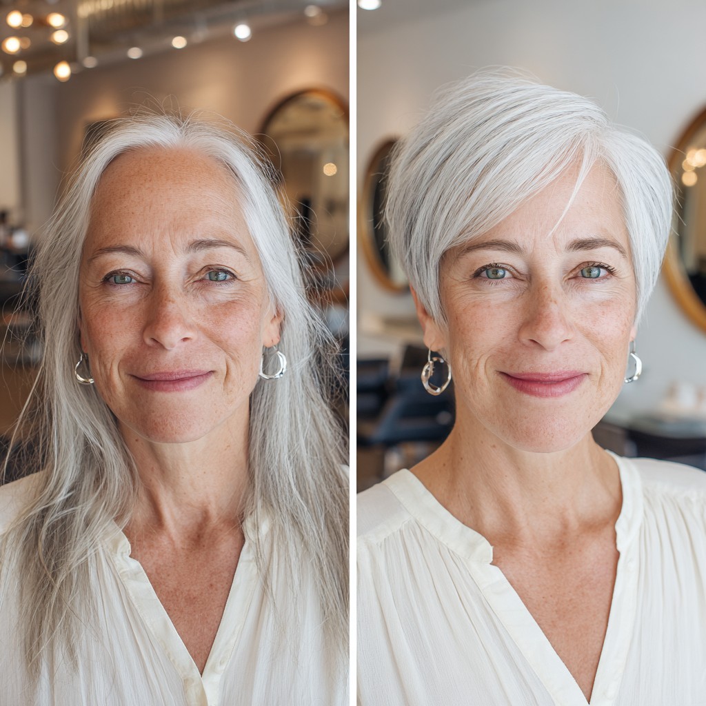 Chic Silver Textured Pixie Cut