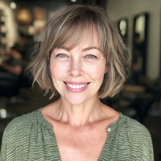 Chic Textured Bob with Soft Bangs