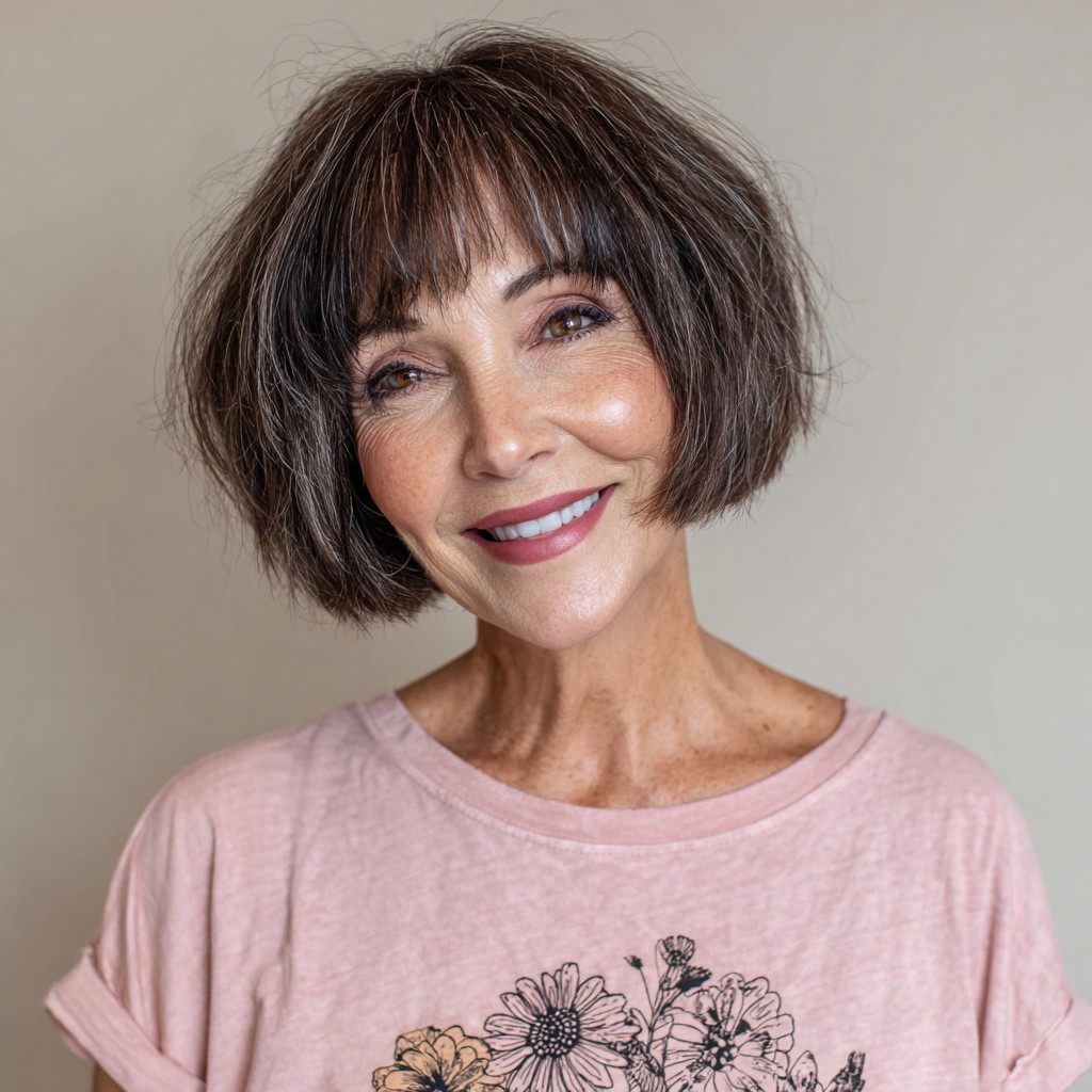 Chic Textured Bob with Subtle Bangs
