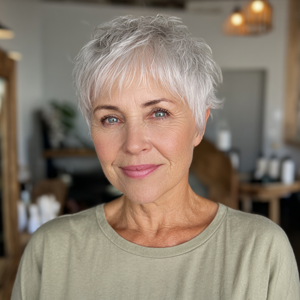 Chic Textured Platinum Pixie with Delicate Layers