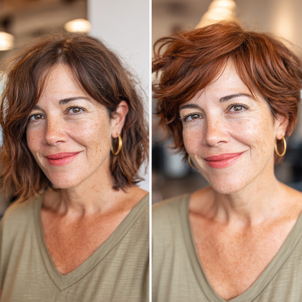 Chic Textured Shaggy Pixie with Vibrant Copper Highlights