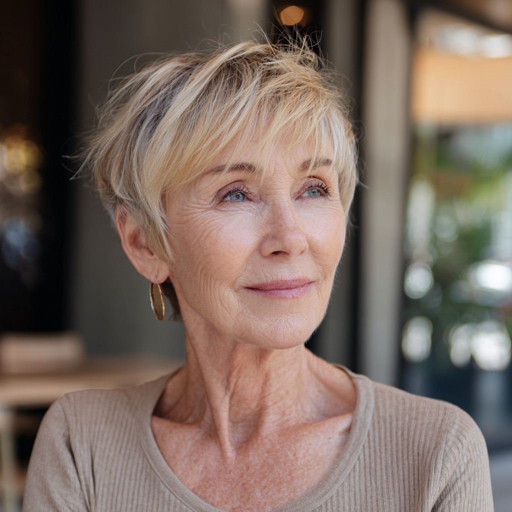Chic Textured Short Cut with Subtle Highlights