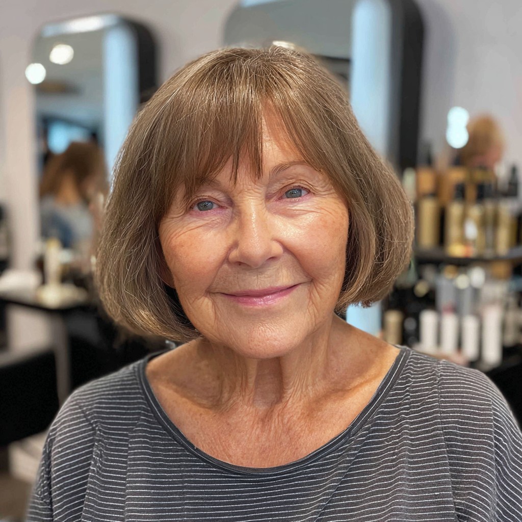 Classic Smooth Lob with Soft Bangs