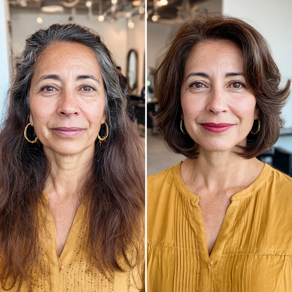 Classic Soft Layered Lob with Gentle Waves