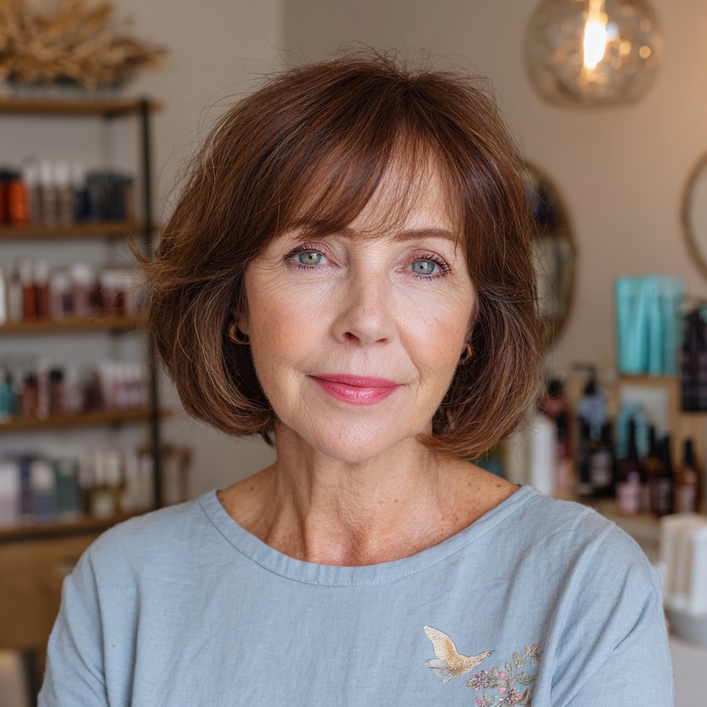 Classic Softly Textured Bob with Wispy Bangs