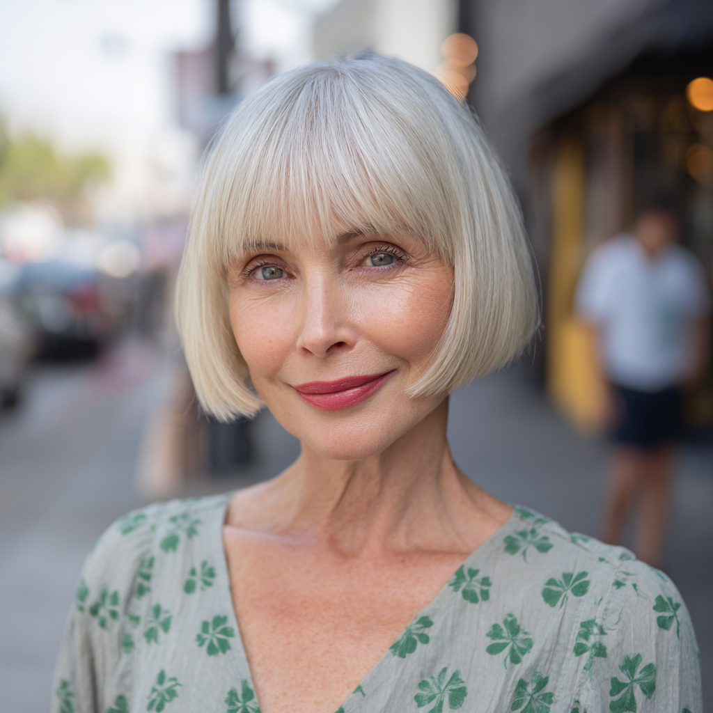 Contemporary Soft Blunt Bob with Subtle Bangs