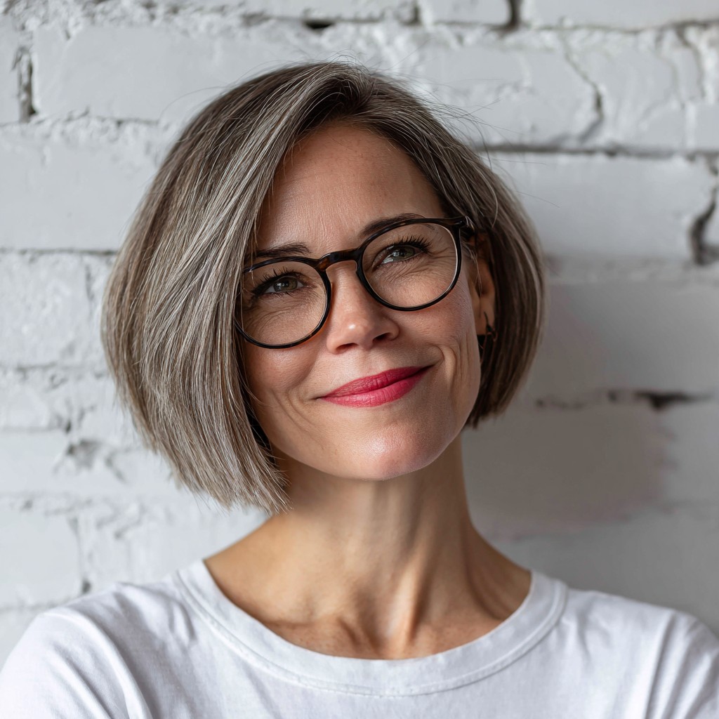 Contemporary Textured Grey Bob with Soft Layers