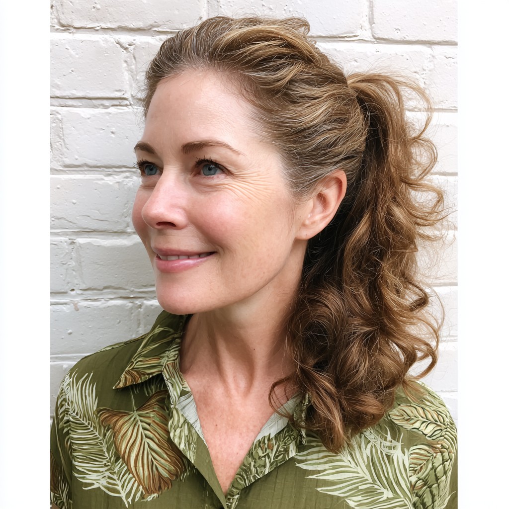 Effortless Curly Ponytail with Volume