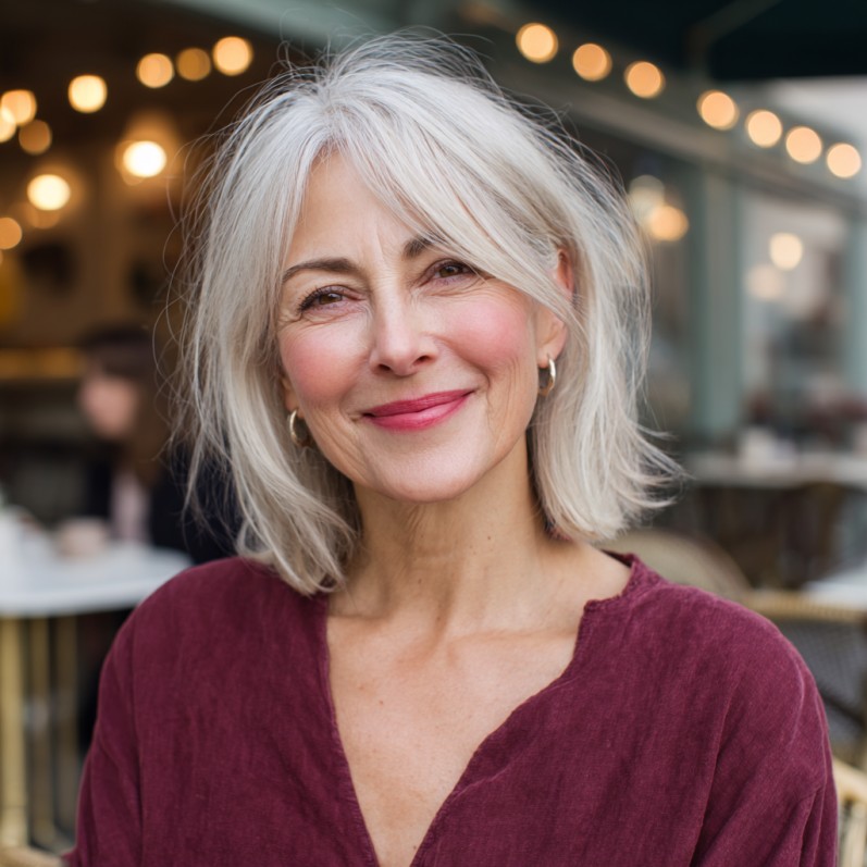 Effortlessly Chic Light Blonde Long Bob with Subtle Layers