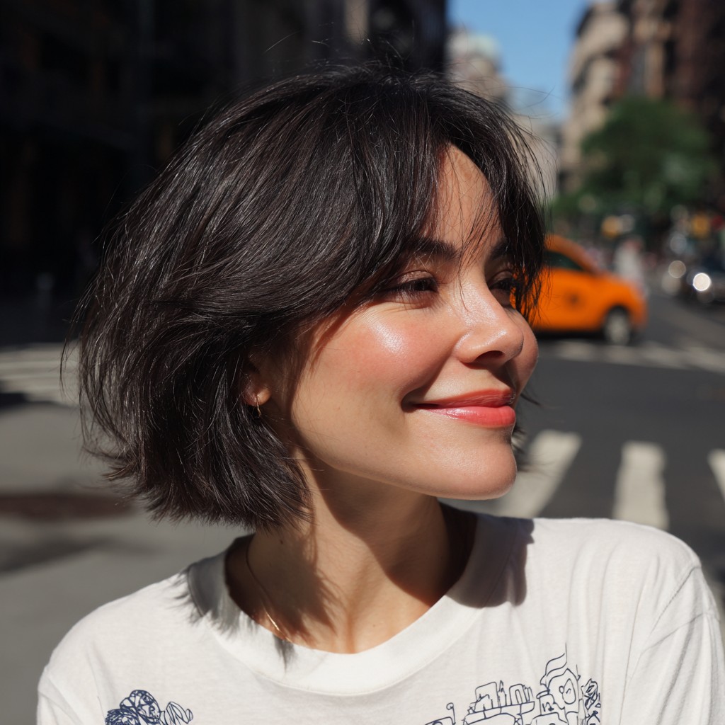 Effortlessly Textured Bob with Soft Fringe